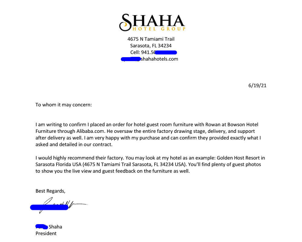 Shaha Hotels Letter Head